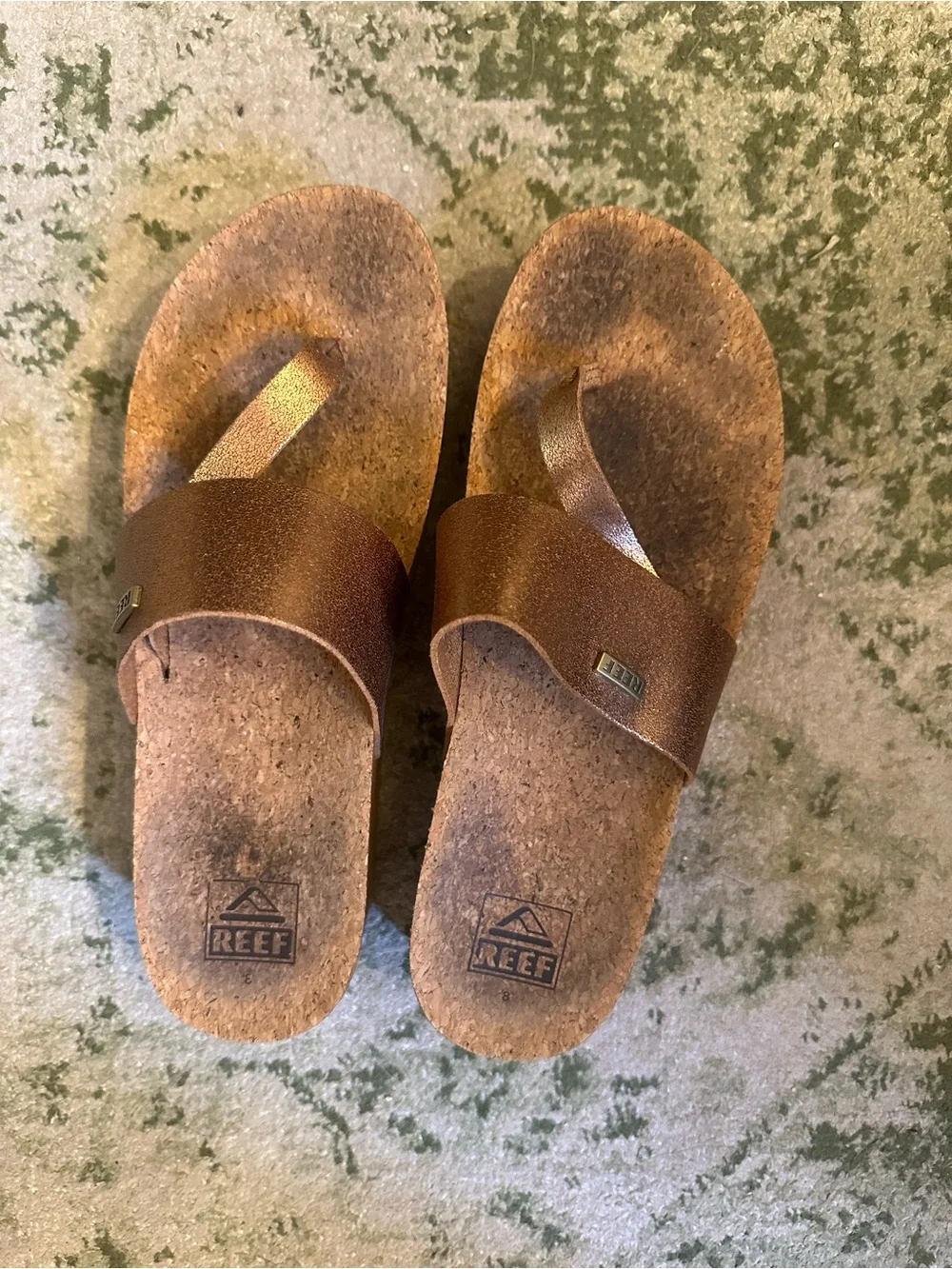 REEF Comfort Cork Platform Thong Sandals in Tan